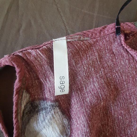 Sage Womens Cold Shoulder  Blouse Boho Print Flowy Southwestern Crinkle Sz Small - Picture 8 of 12